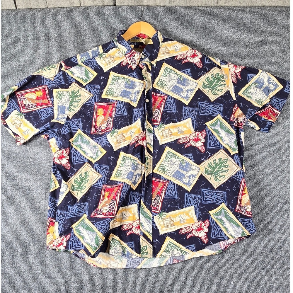 VTG Natural Issue Mens 2XL Hawaiian‎ Aloha Shirt Wrinkle Free All Over Print